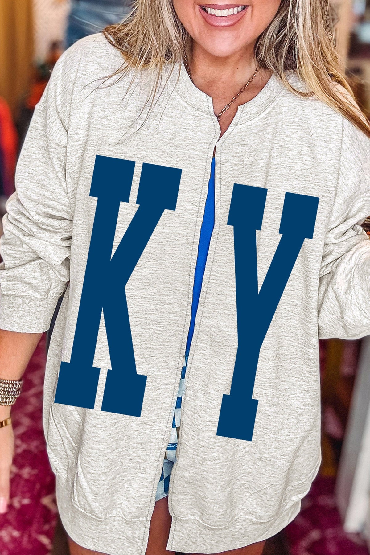 Light Grey Casual KY Open Front Tunic Sweatshirt