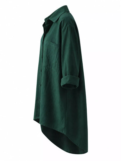 Full Size Casual Button-Down Shirt with Dual Chest Pockets Plus Size