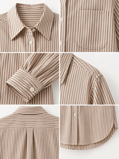 Full Size Striped Button-Down Long Sleeve Shirt Plus Size