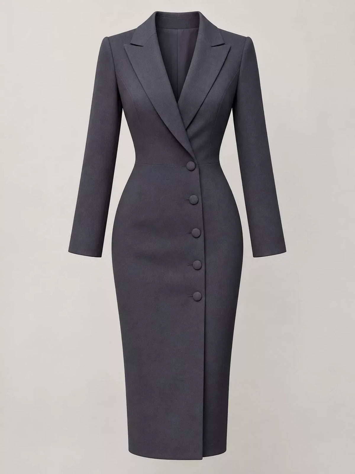 Full Size Elegant Single-Breasted Blazer Midi Dress Plus Size