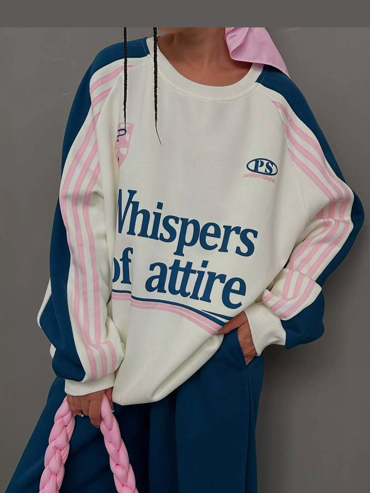 Color-Block Graphic Sweatshirt and Wide-Leg Pants Set