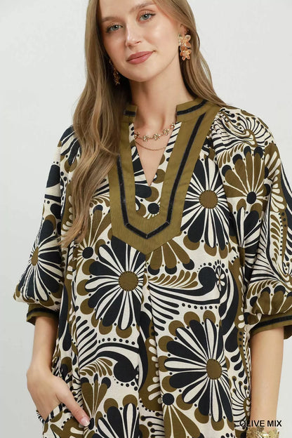 Umgee Abstract Print Midi Dress