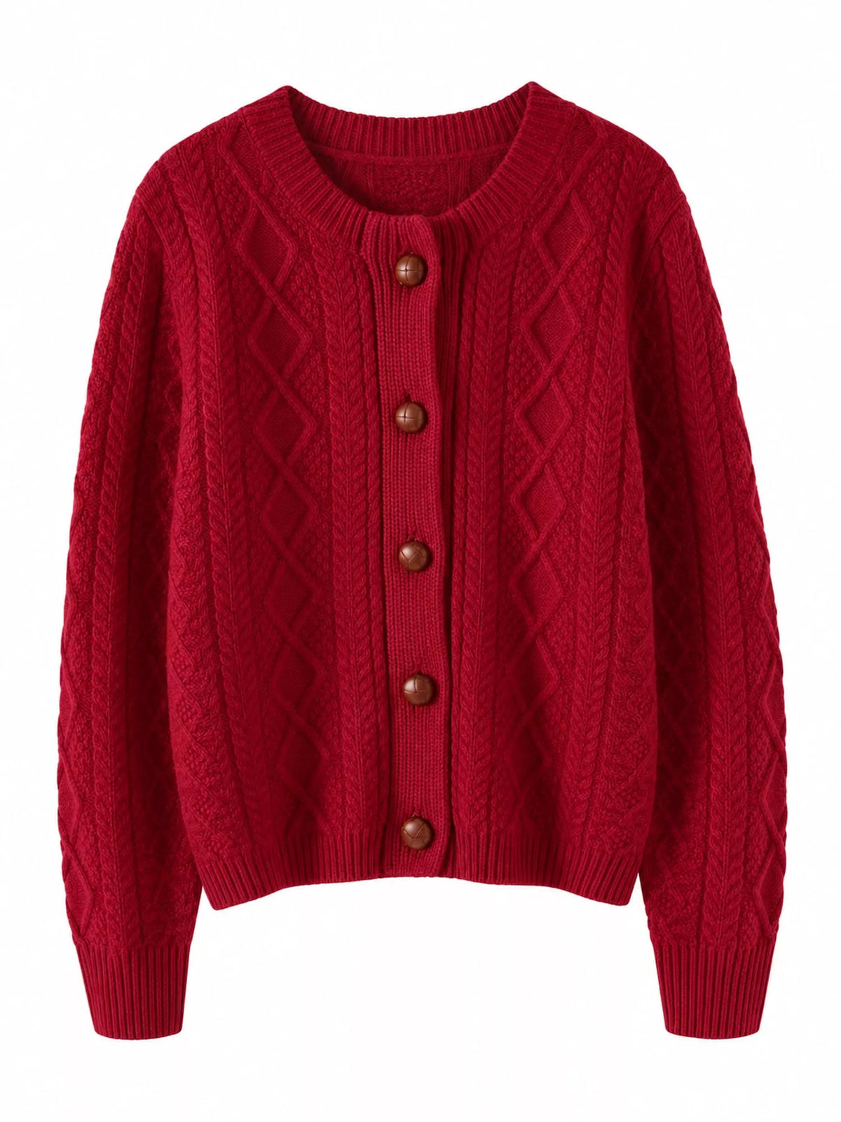 Cable-Knit Button-Down Cardigan