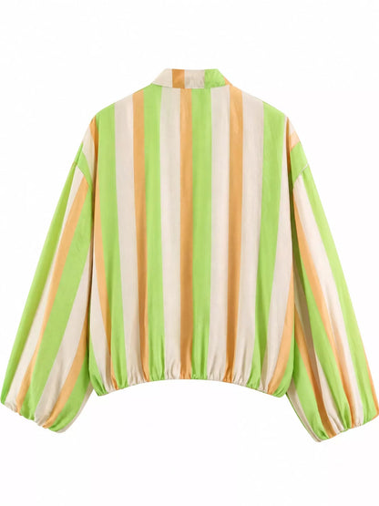 Vibrant Striped Lightweight Zip-Up Jacket