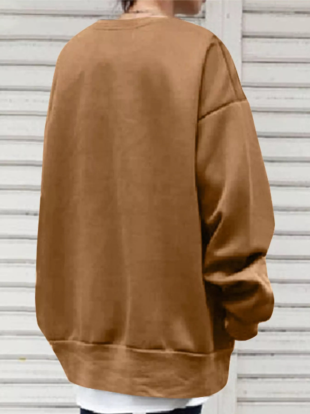 Full Size Solid Color Crew Neck Sweatshirt Plus Size