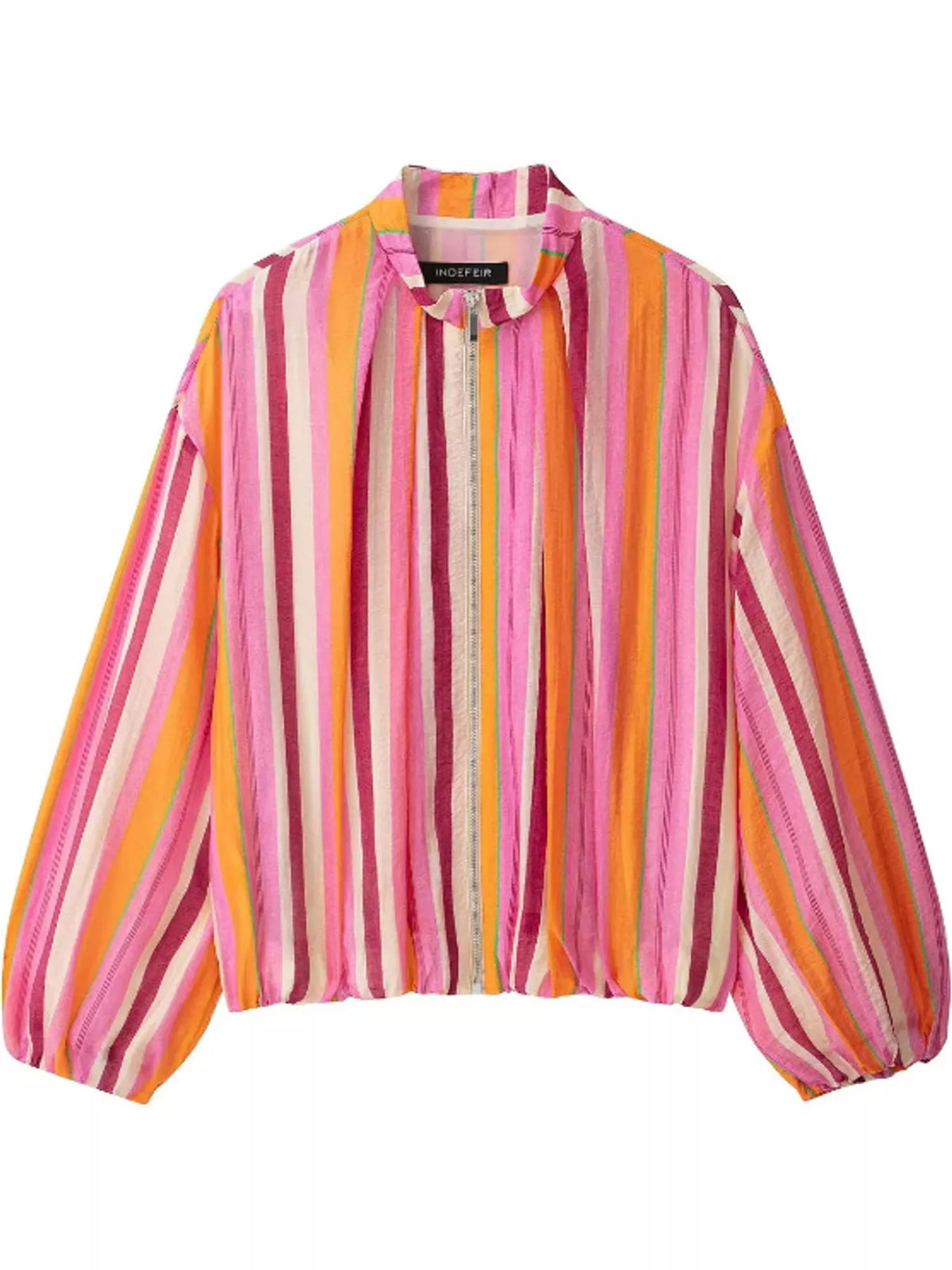 Vibrant Striped Lightweight Zip-Up Jacket