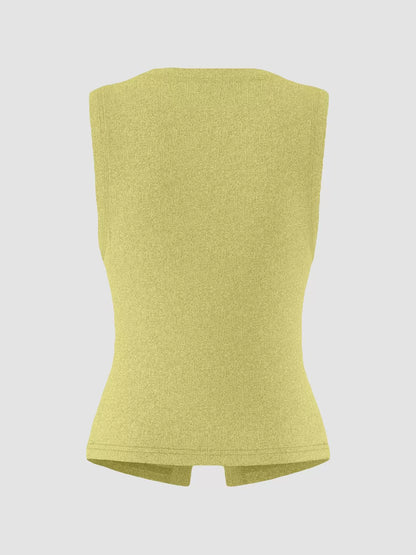 Ribbed Button-Front Sleeveless Tank