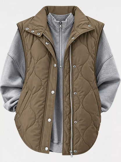 Quilted Snap Button Vest Coat
