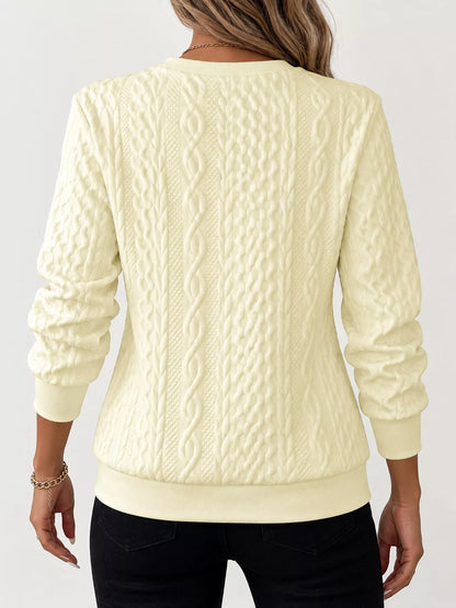 Full Size Quarter-Zip Cable Knit Sweatshirt Plus Size