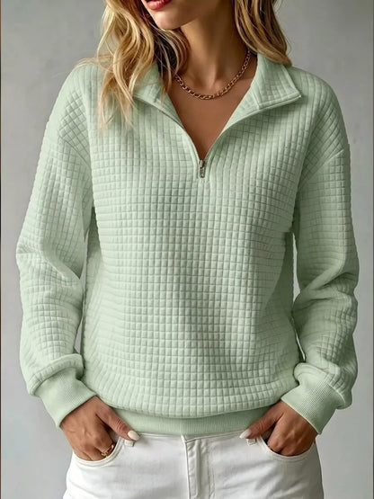 Waffle Knit Quarter-Zip Sweatshirt