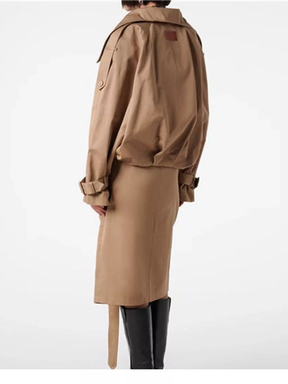 Double-Breasted Cropped Trench Jacket