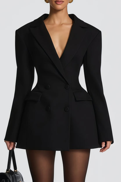 Osanne Black Double Breasted Blazer Mini Dress