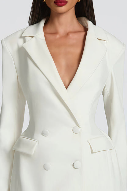 Osanne White Double Breasted Blazer Mini Dress