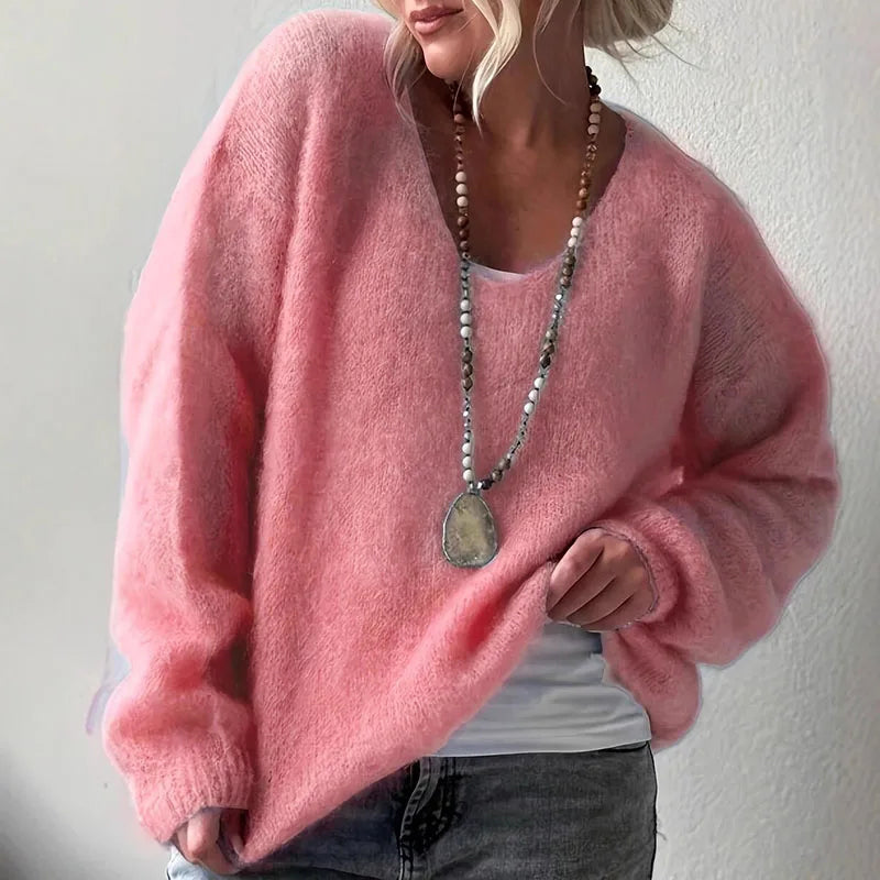 Soft Fluffy V-Neck Sweater for Women