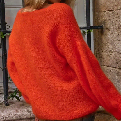 Soft Fluffy V-Neck Sweater for Women