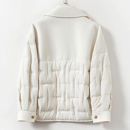 Women’s Down-Filled Wool Jacket with Lapel Collar